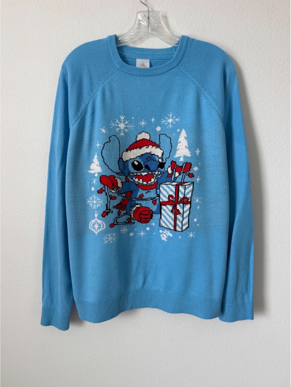 Disney Raglan Long Sleeve Crew Neck Christmas Stitch Knitted Sweater Size L